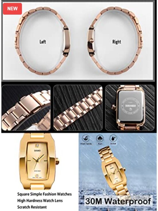 Women\'s Square Stainless Steel Quartz Wrist Watch - 30m Water Resistant main image 4